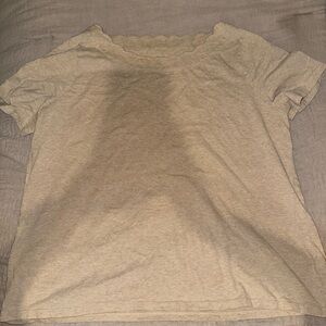 Talbots Beige Scallop Neck Short Sleeve Tee